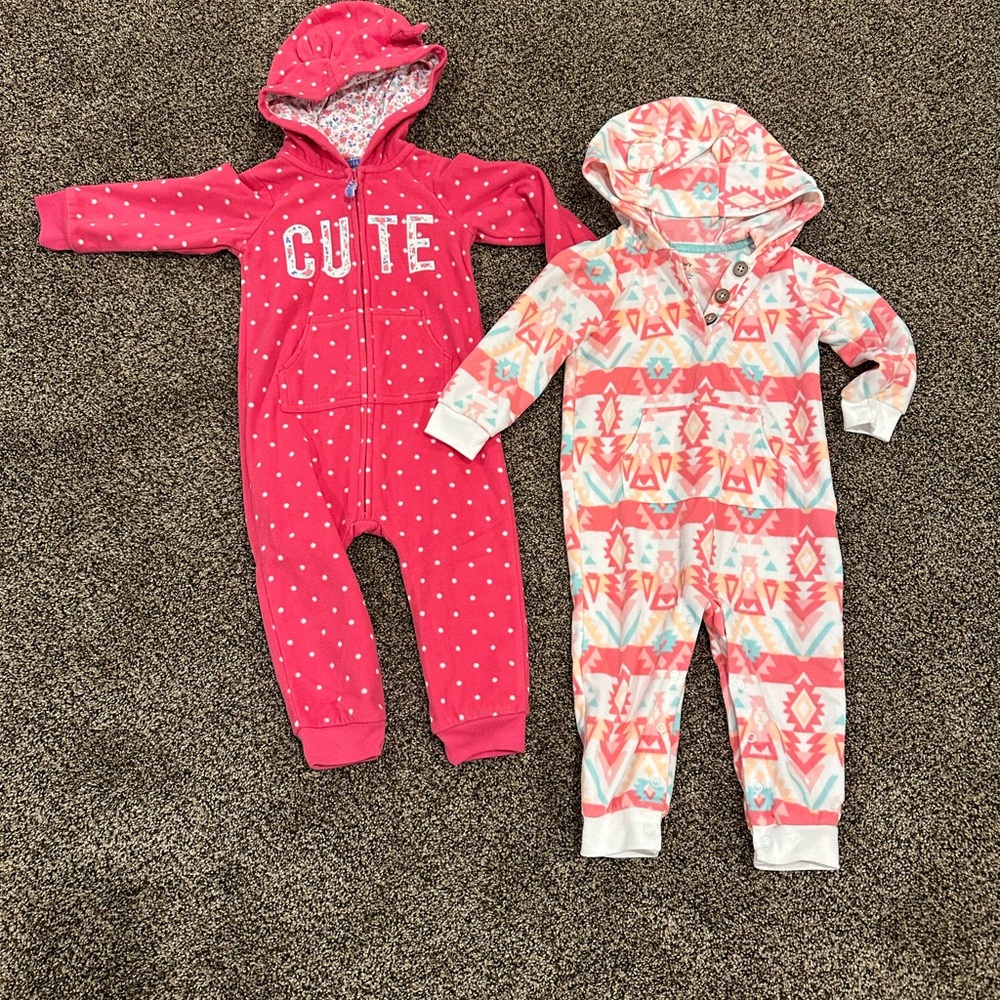 Adorable Baby Hooded Onesies - Pink and Multicolor